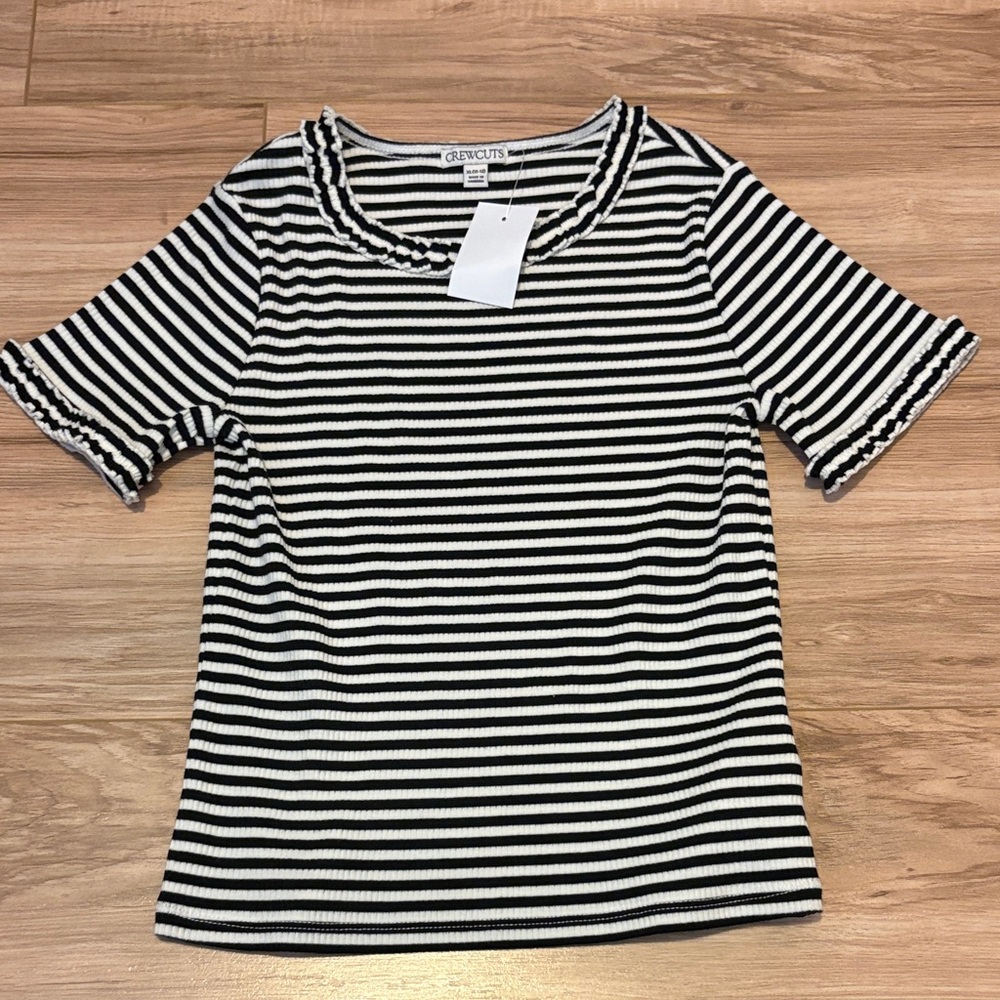 J. Crew Girls Black and White Striped Top